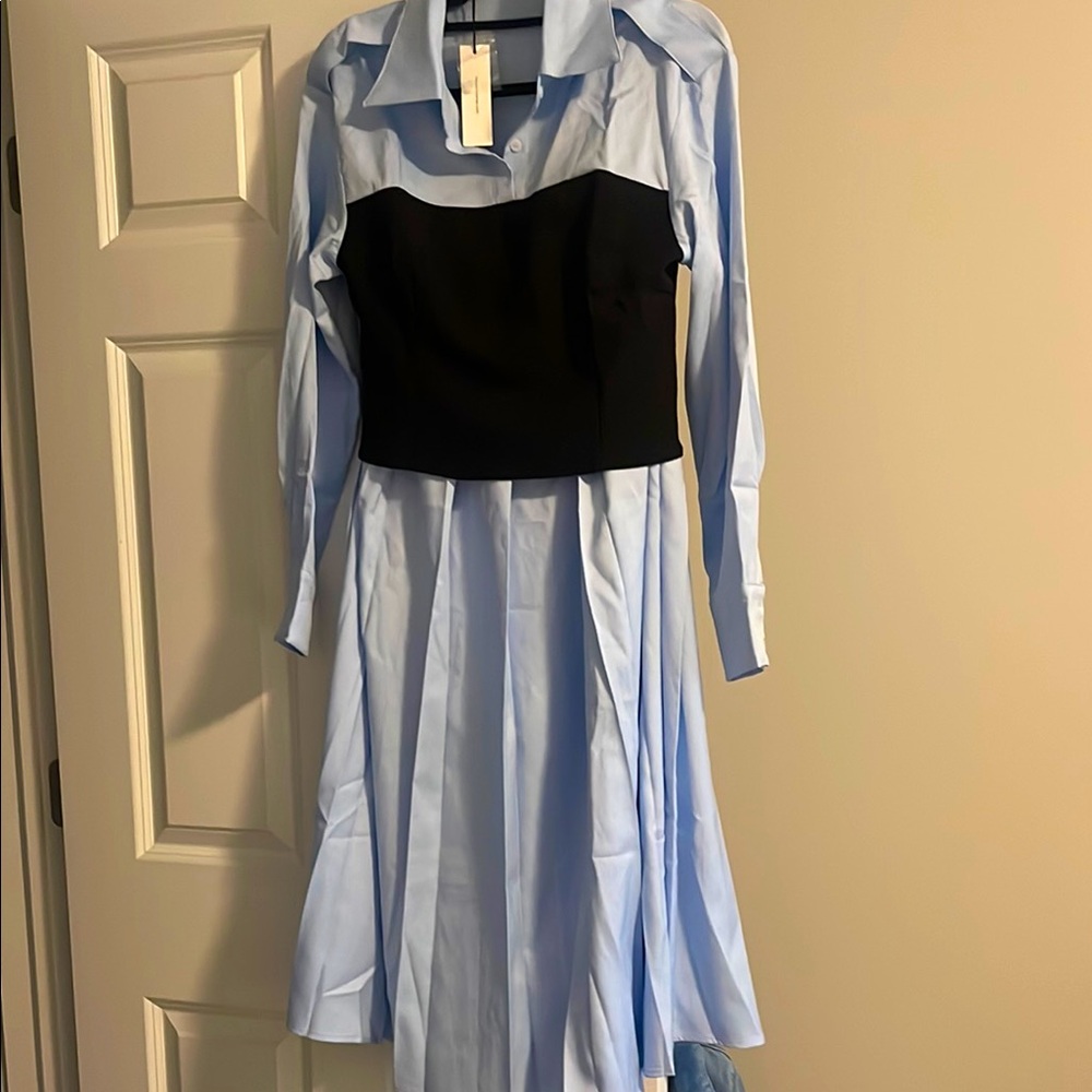 Chic Long Sleeve Blue and Black Dress